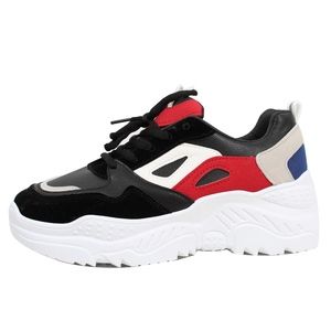 Black Color Block Fashion Retro Platform Sneaker